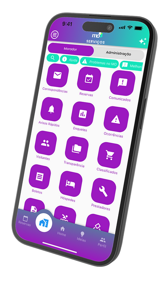 Tela de serviços do Morador Online